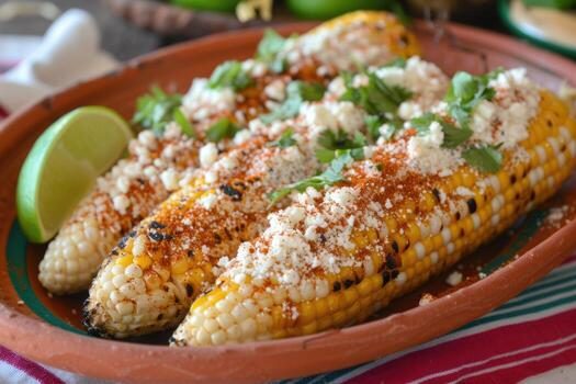 Elote — Mexican street corn with cotija and chili at La Catrina