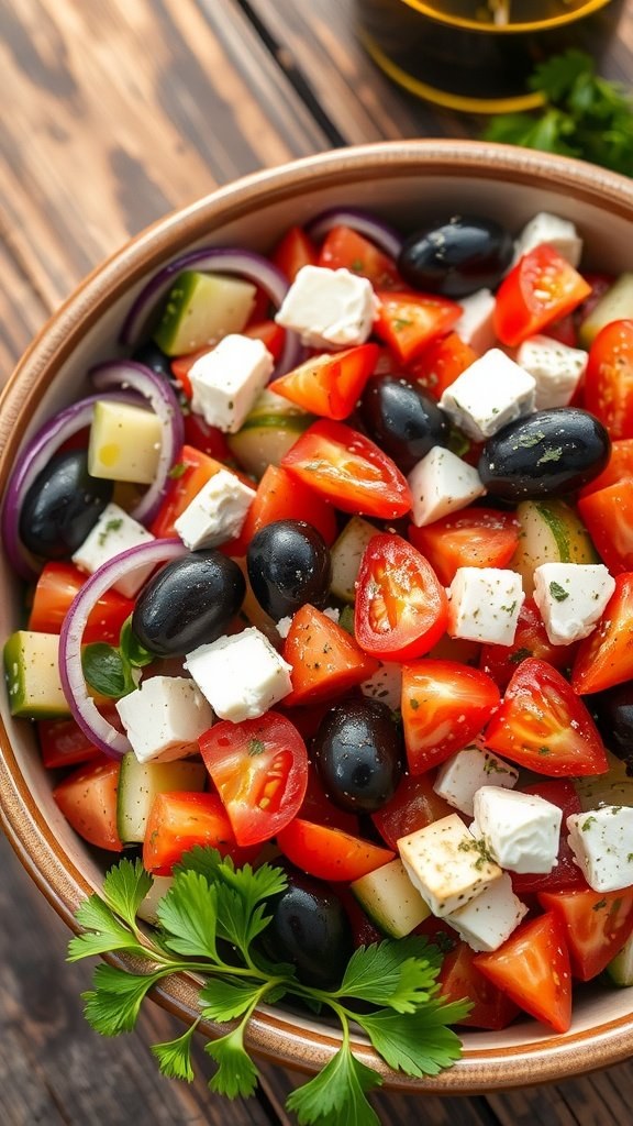 Greek salad with feta and olives at La Catrina