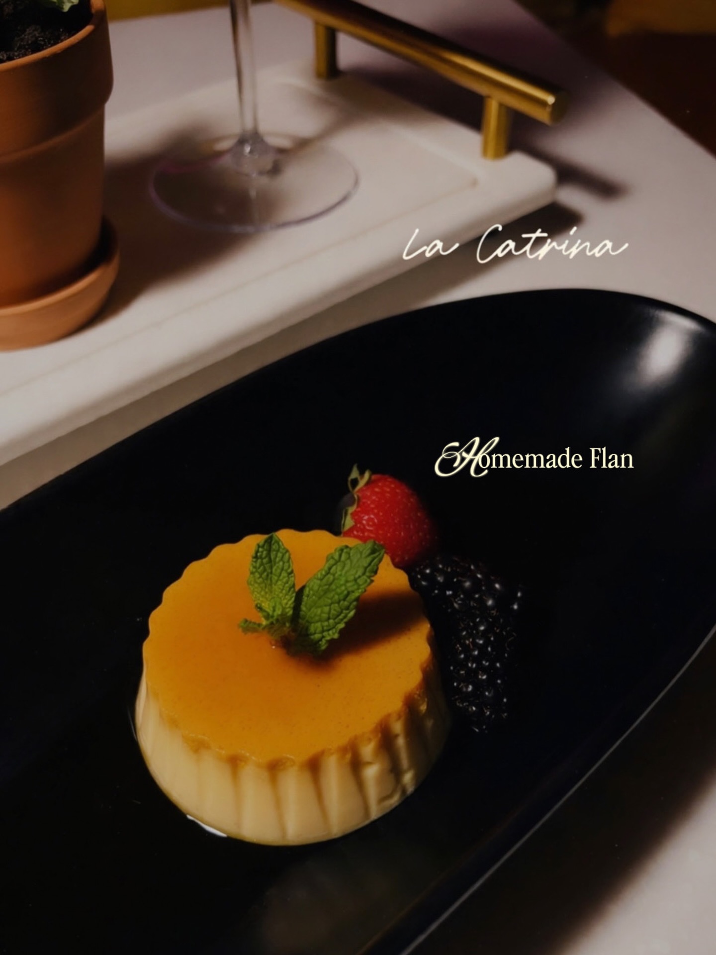 Homemade flan at La Catrina
