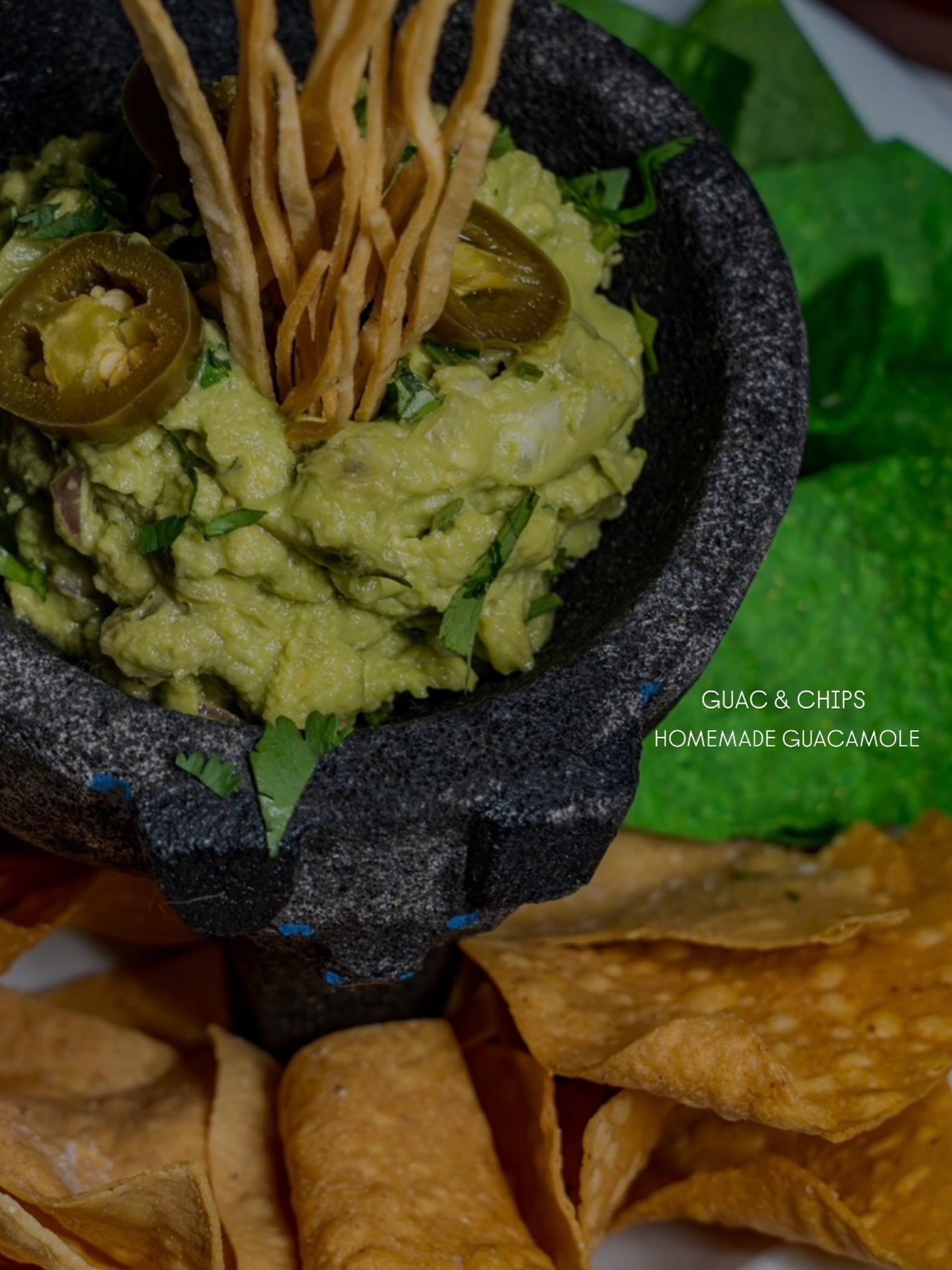 Homemade guacamole and chips at La Catrina
